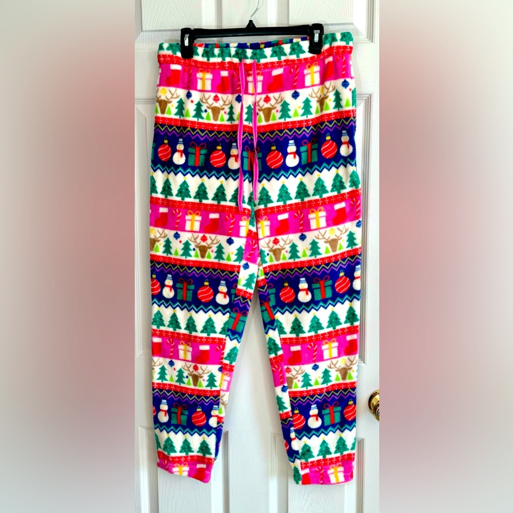 Joyspun Christmas Holiday Winter Fleece Soft Comfy Pajama Joggers Size Medium